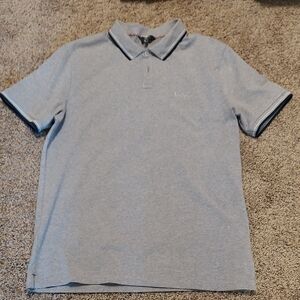 Ben Sherman Light Gray Polo with Navy And White Contrast Trim